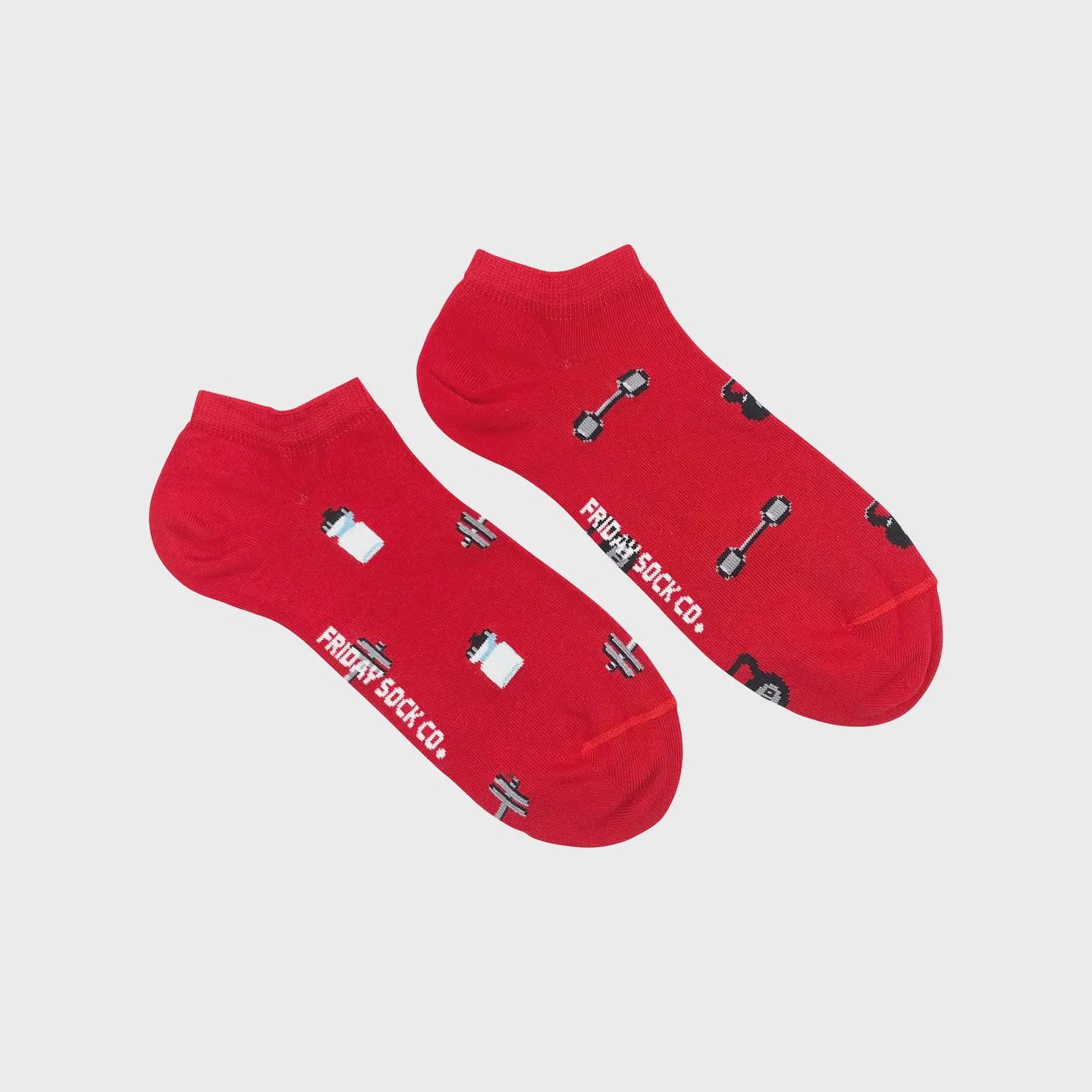 Mismatched Ankle Socks | Men, Pattern: water bottle-weights