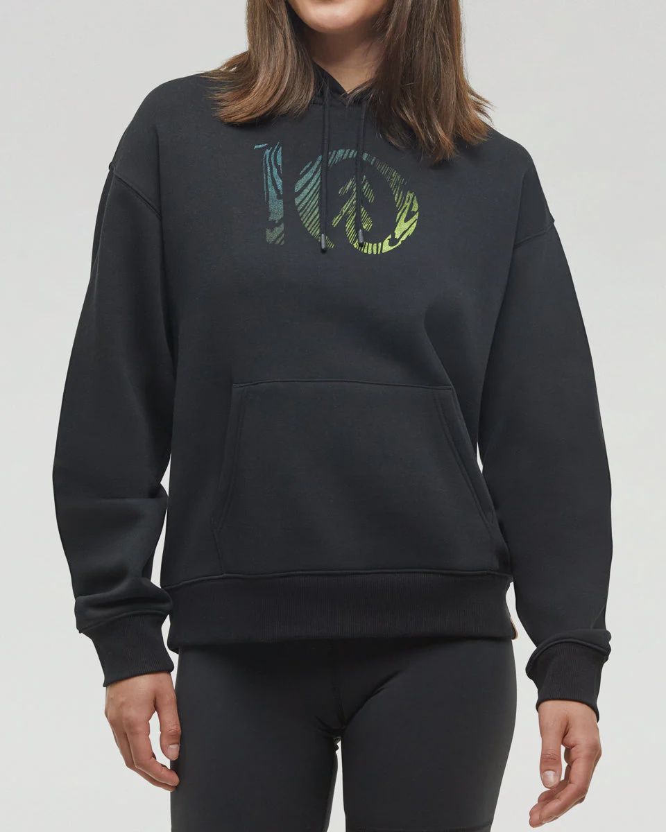 Restoration Woodblock Hoodie | Women, Size: xs, Colour: meteorite black/lime green