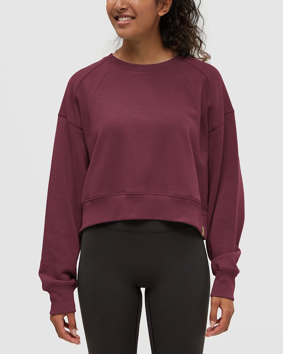 W Bluffs Cropped Crew, Colour: Deep Burgundy, Size: XS