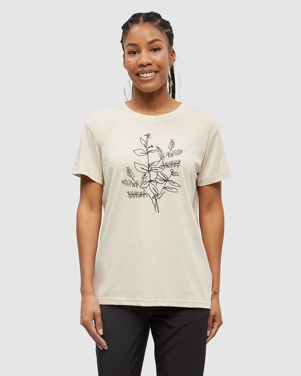W Autumn Flora T-Shirt, Colour: Warm Oak/Meteorite Black, Size: L