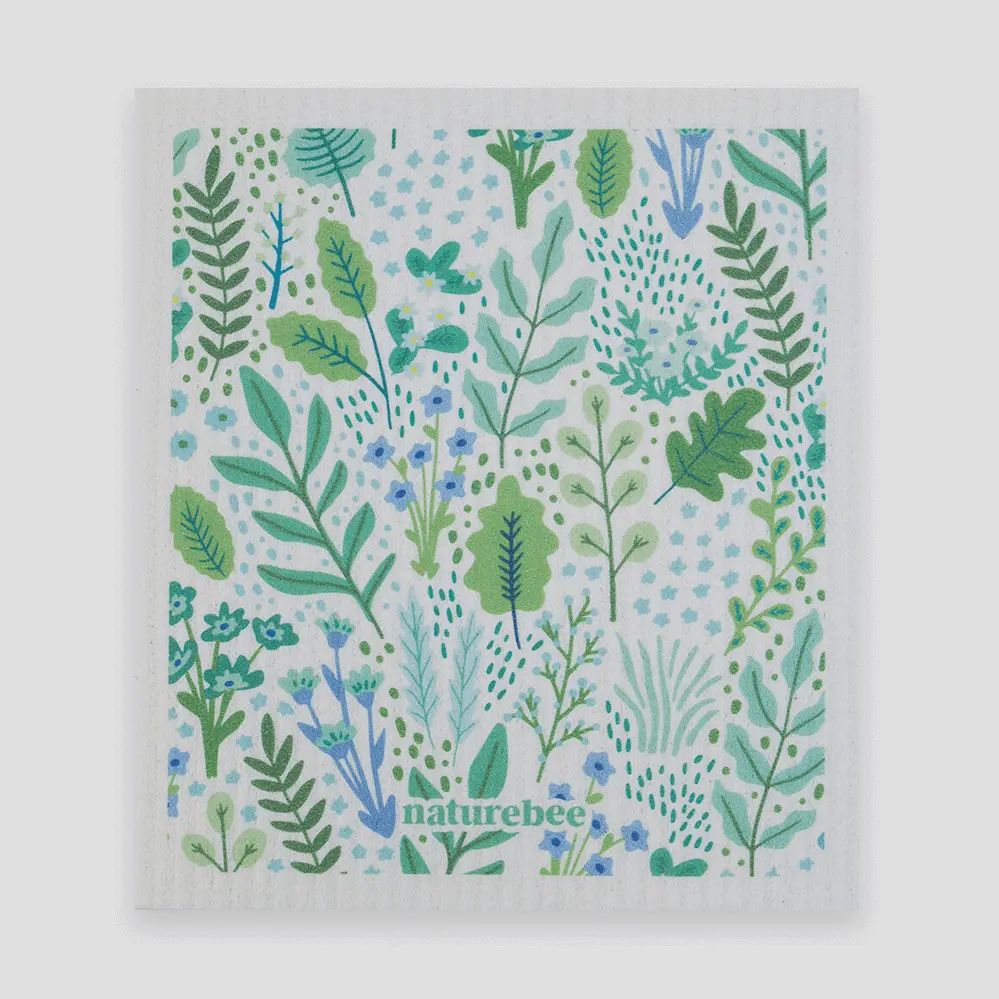 Swedish Sponge Cloths, Colour: Floral Green