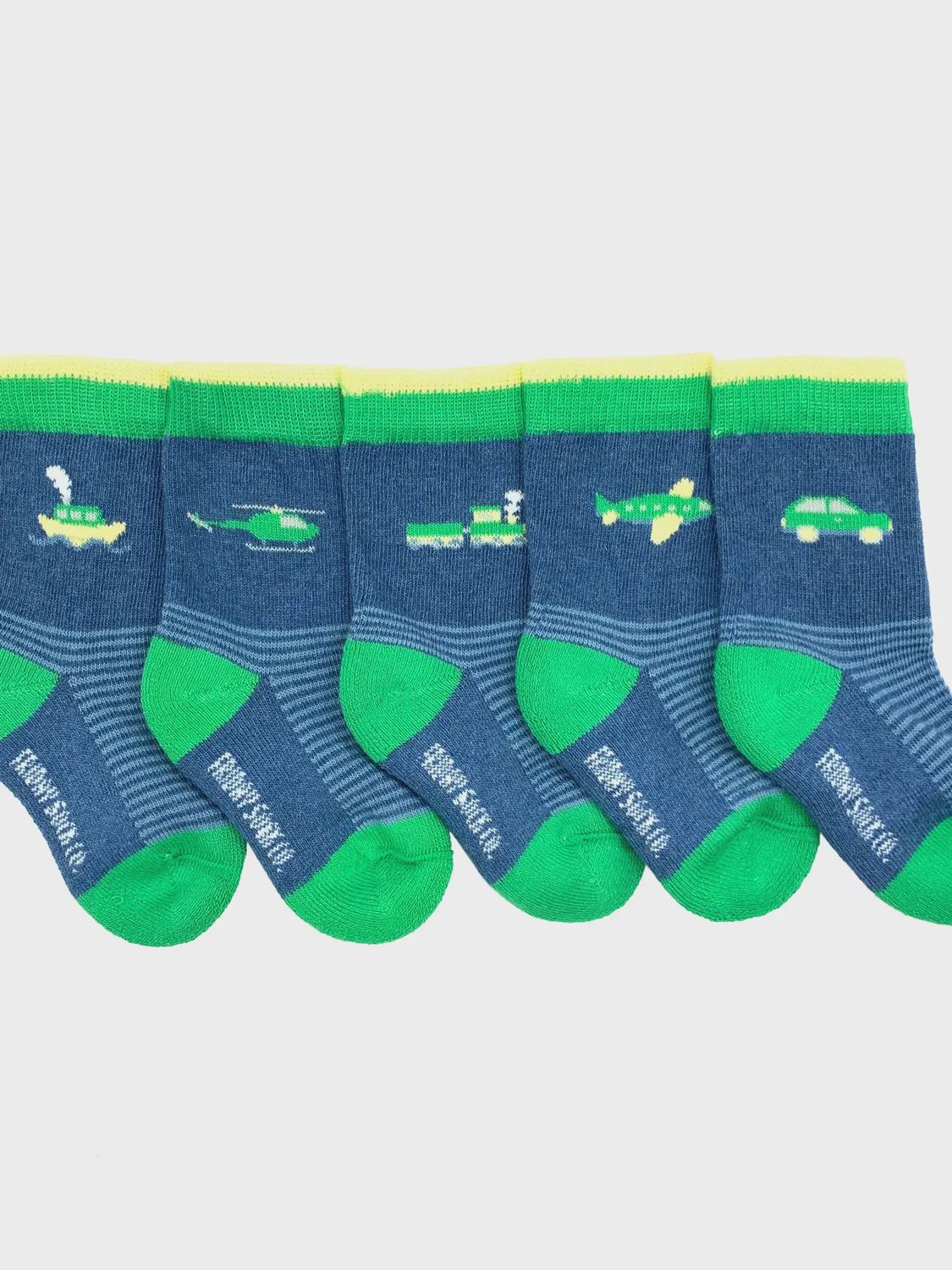 Baby 5 Mismatched Socks + Laundry Bag*, Pattern: transportation