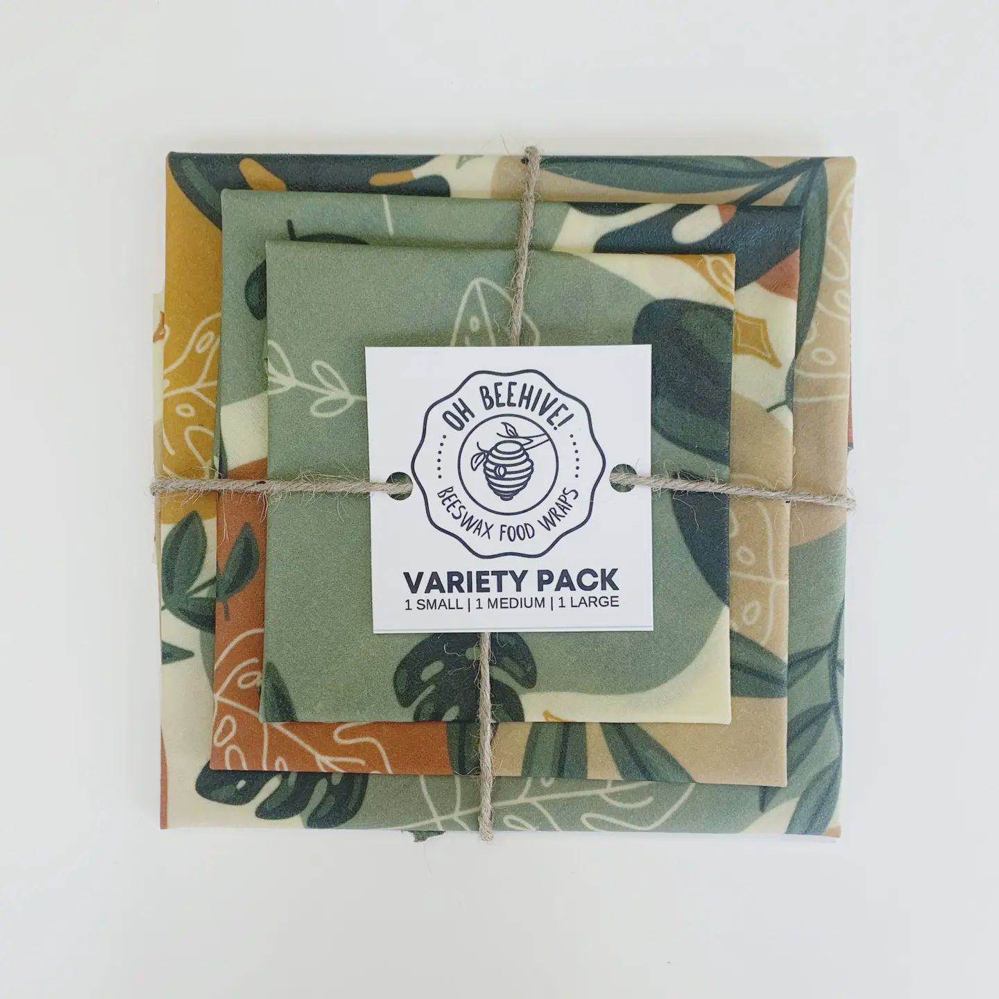 Beeswax Food Wrap Variety Pack, Pattern: Boho Monstera