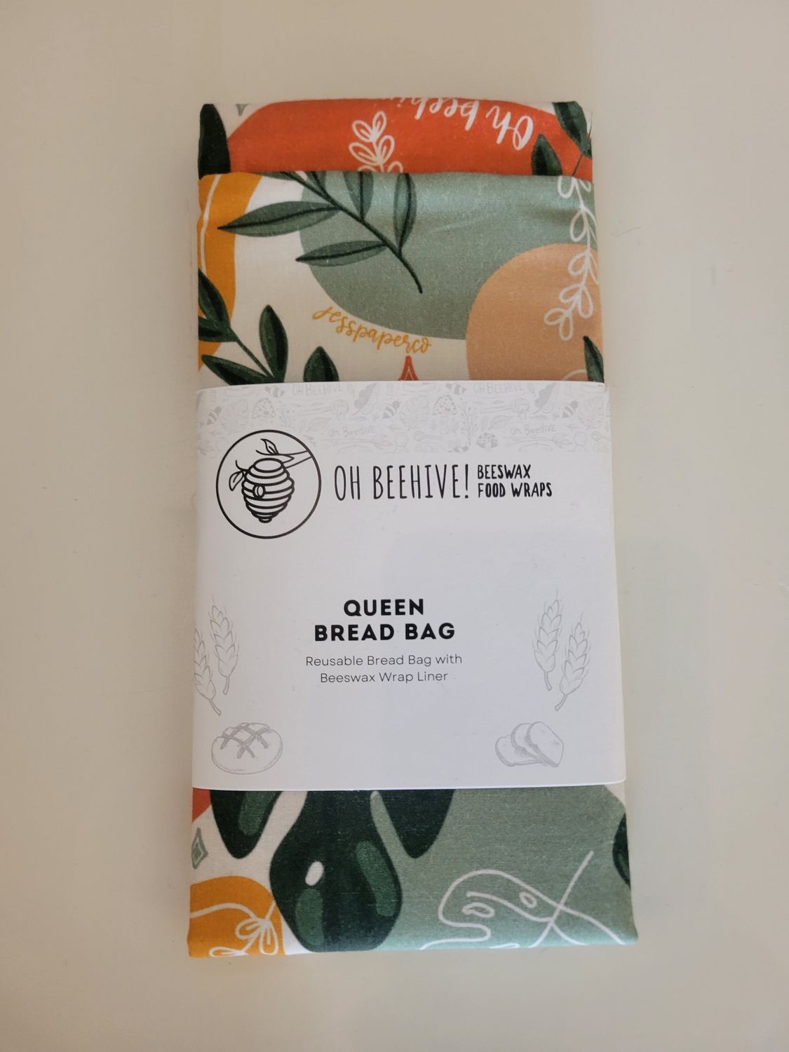 Queen Bread Bag, Pattern: Boho Monstera