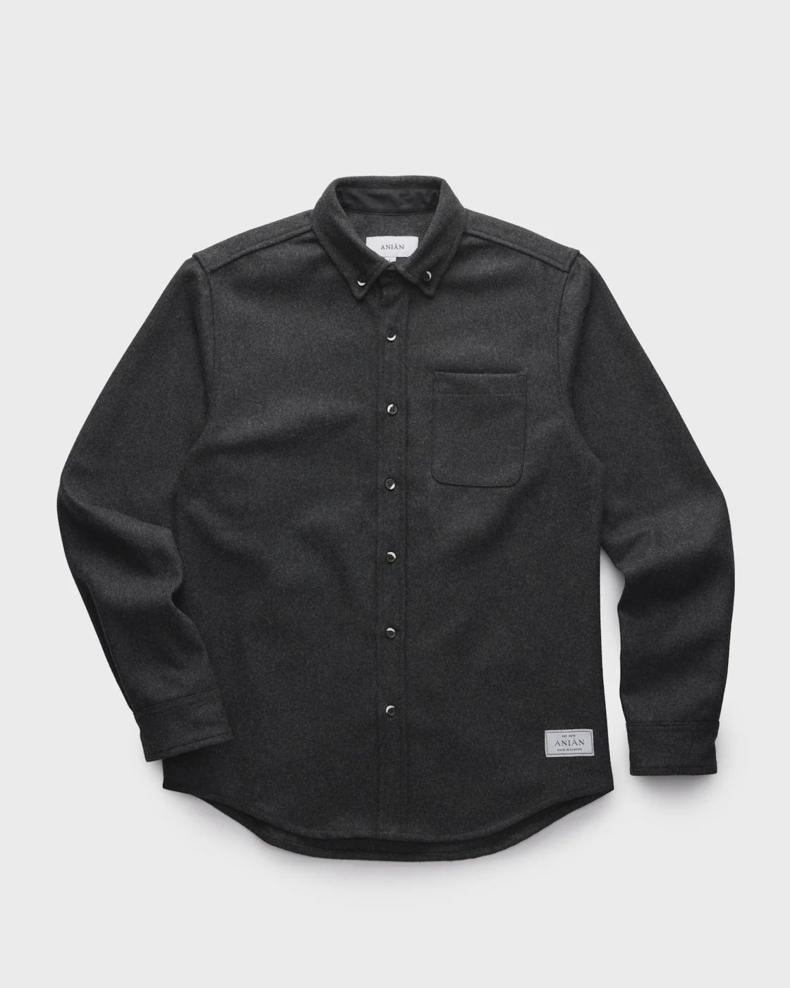 M Modern Melton Wool Shirt (600GSM), Colour: Charcoal, Fit: Tailored, Size: M