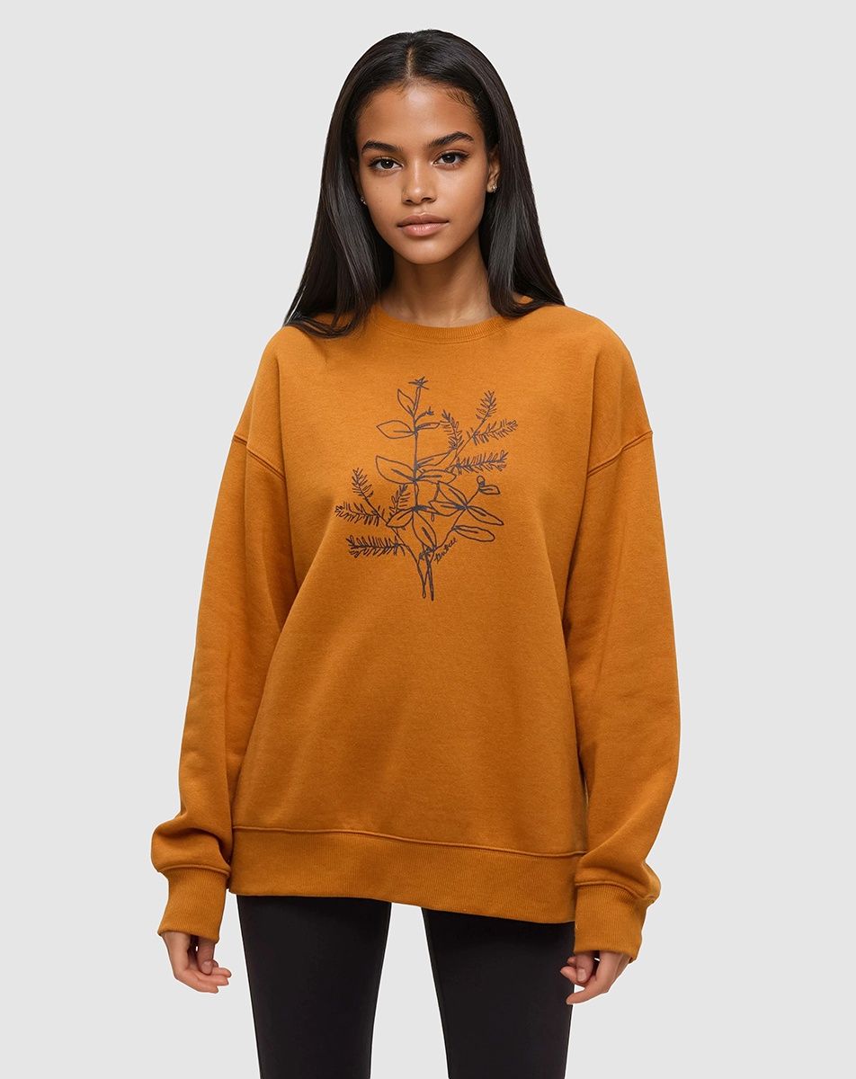 W Autumn Flora Crew*, Colour: Burnt Caramel/Meteorite Black, Size: XS