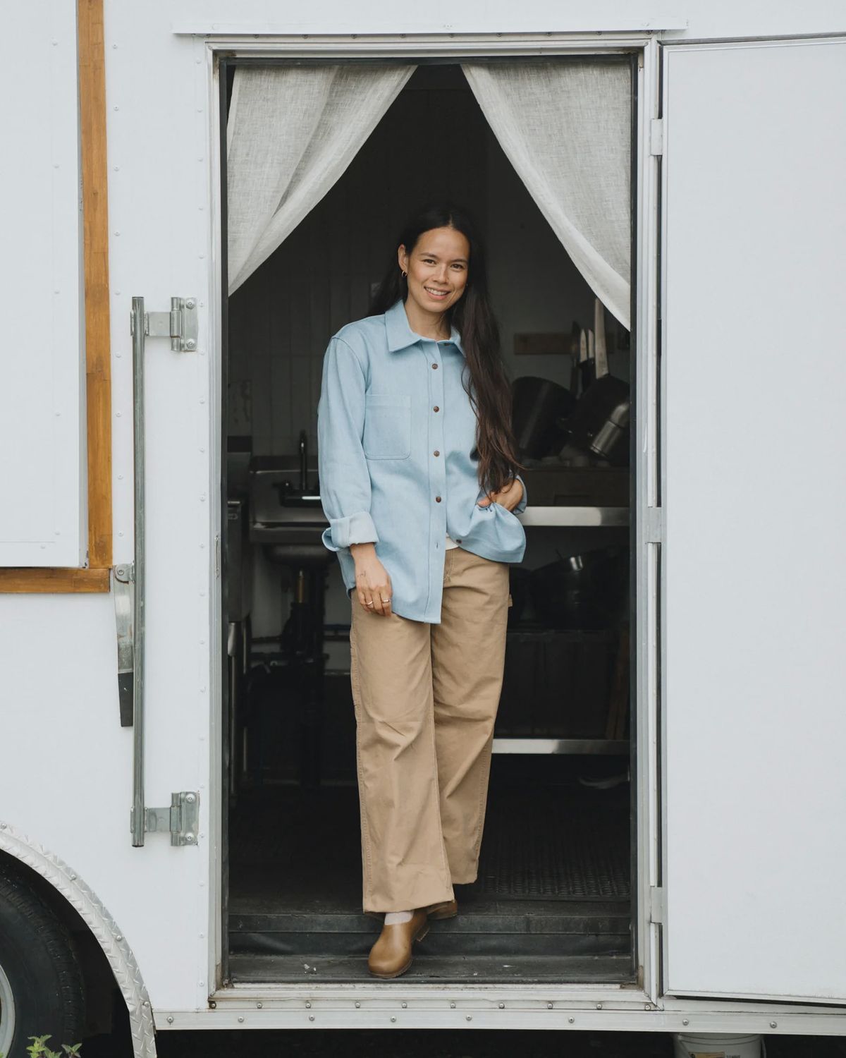 W The Denim Shirt, Colour: Skyline, Size: XS