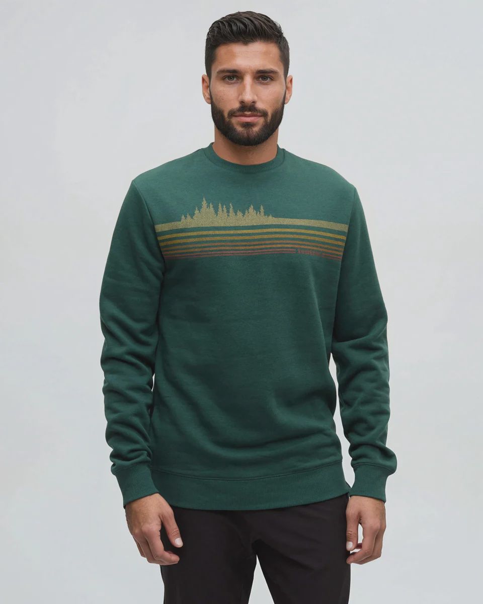M Retro Treeline Crew*, Colour: Forest Pine/Harvest Gold, Size: S
