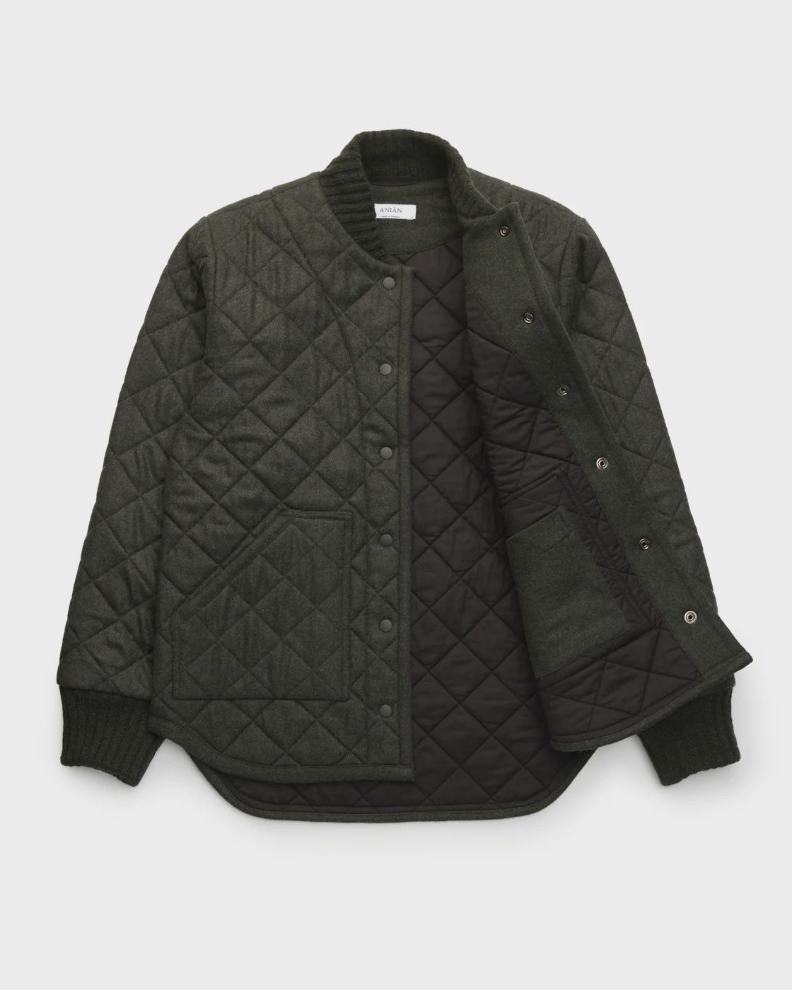 W The Quilted Wool Jacket*, Colour: Olive, Size: L