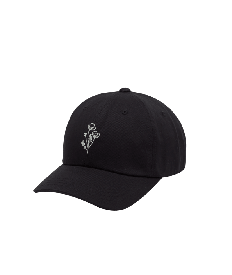 U Flower Embroidery Peak Hat, Colour: Meteorite Black/Light Moss