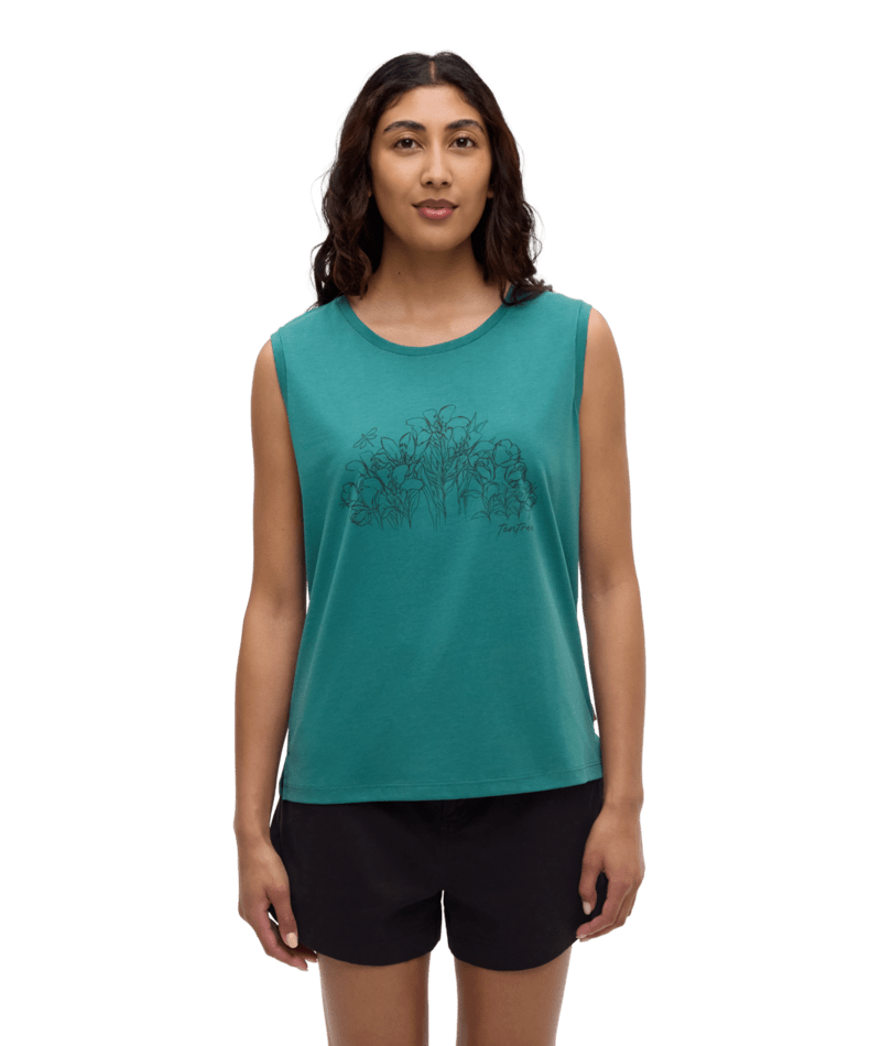 W Lakeside Florals Tank, Colour: Tidal Teal/Graphite, Size: M