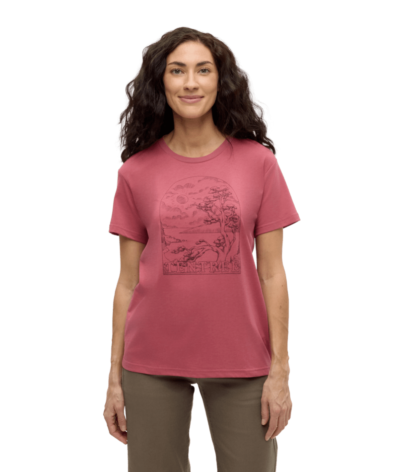 W Tentree Clifftop T-Shirt, Colour: Rosewood/Graphite, Size: M