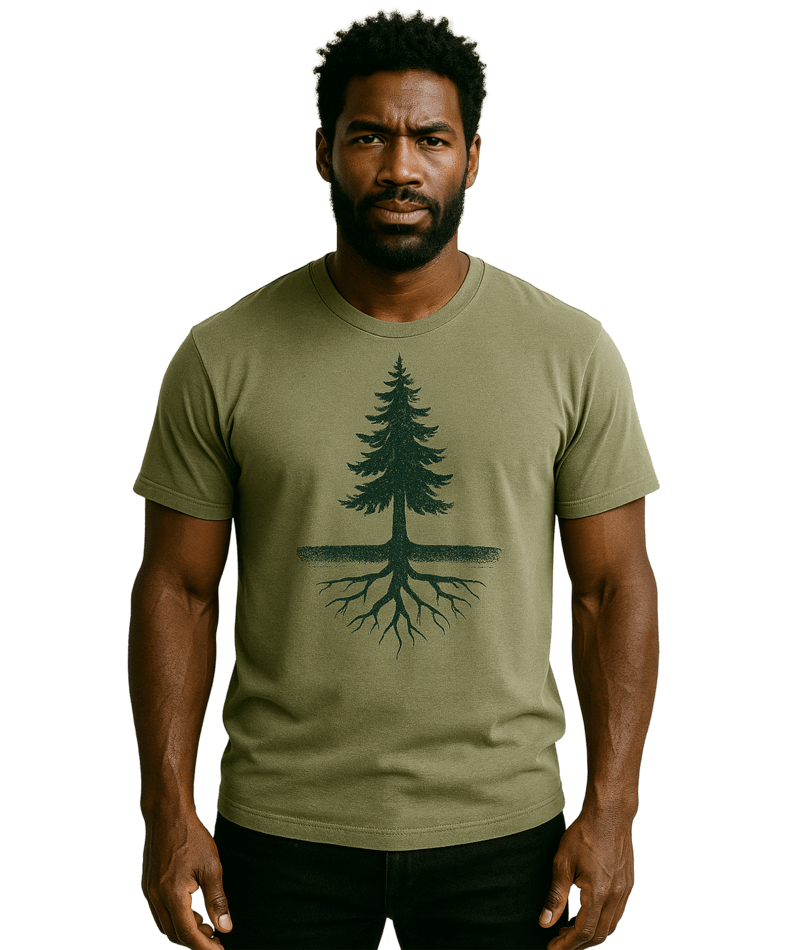 M Tree T-Shirt, Colour: Deep Olive/Green, Size: M
