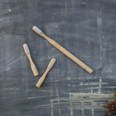 Refillable Bamboo Toothbrush Set