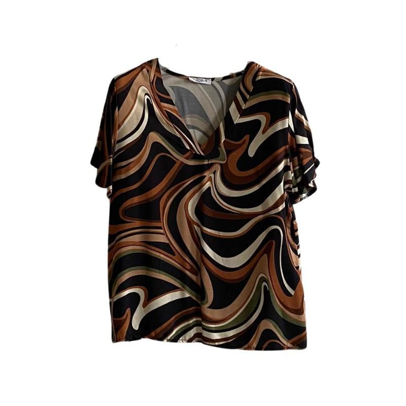 Blusa a fantasia marrone