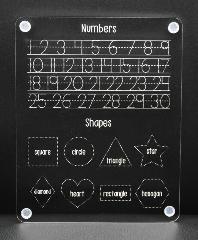 Acrylic Learning Tracing Boards - Shapes and Number