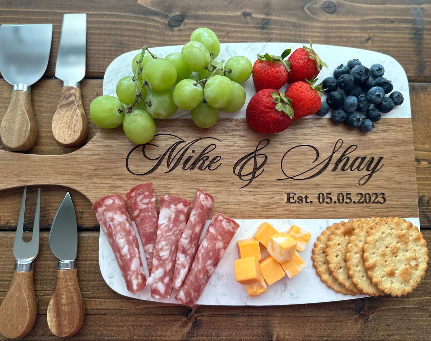 Medium Cheese/Serving Board Set | 15.5&quot; x 9&quot; with 4 Utensils