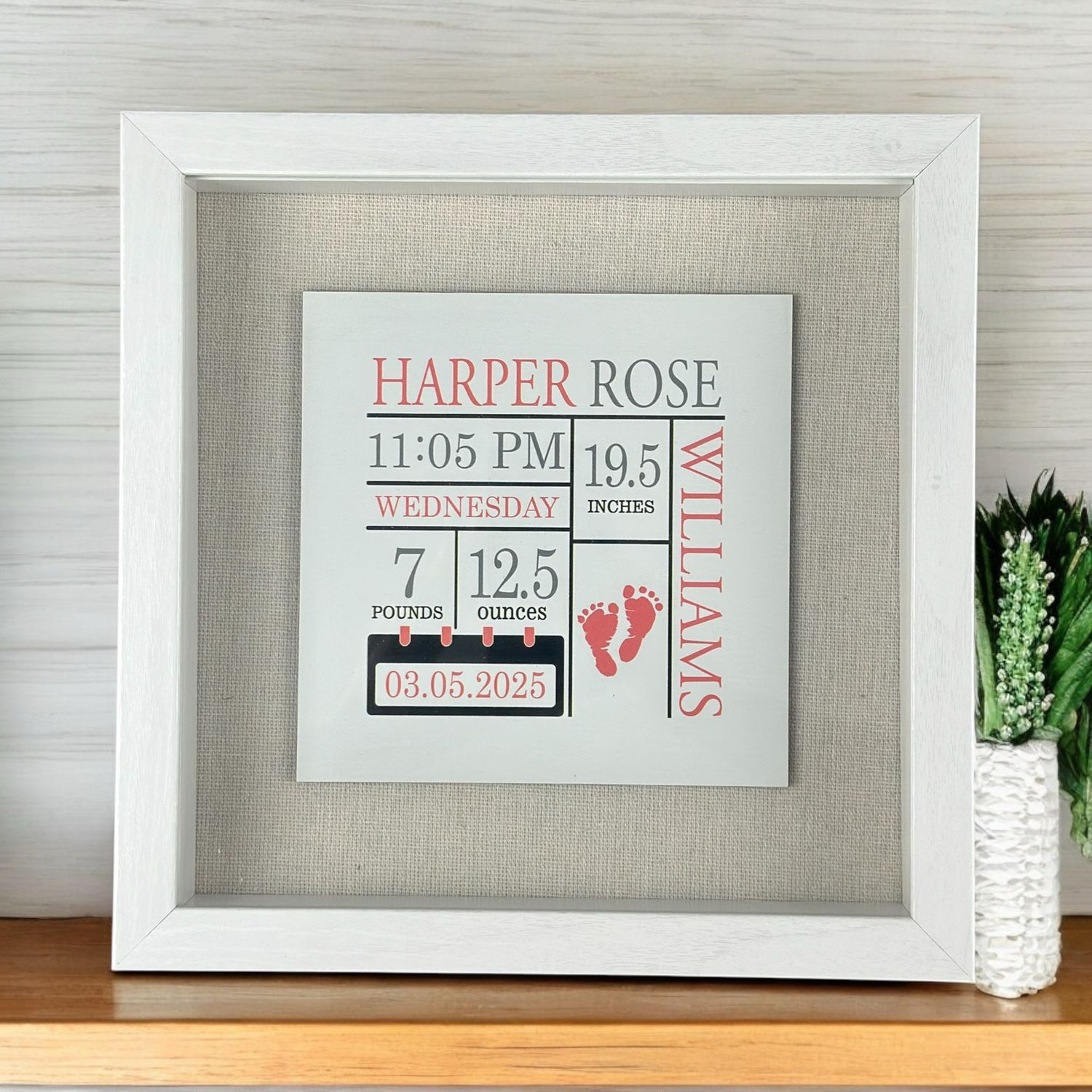 Personalized Birth Announcement Shadow Box