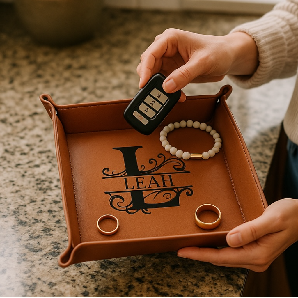 Personalized 6” Leatherette Catch-All Tray