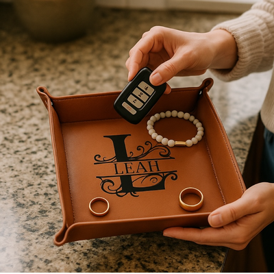 Personalized 6” Leatherette Catch-All Tray