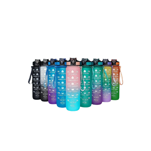 Motivatie waterfles met rietje (verschillende kleuren)