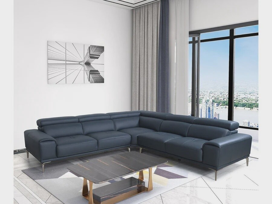 Quinton top grain leather sectional with adjustable headrests discount