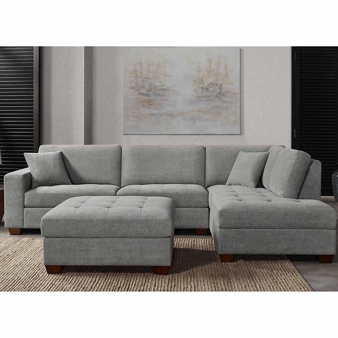 Miles Fabric Sectional with Storage Ottoman