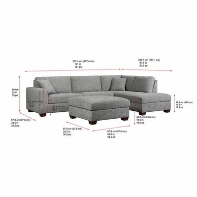 Miles Fabric Sectional with Storage Ottoman