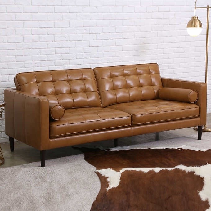 Harstine Leather Sofa, Colour: Brown