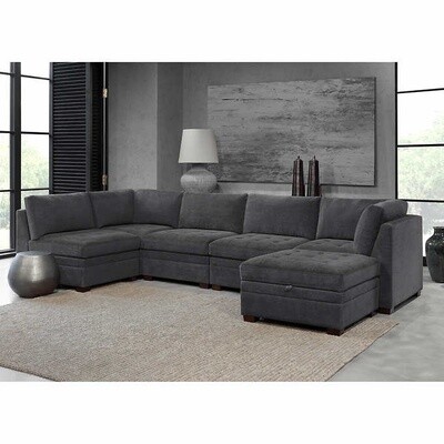 Tisdale Fabric Sectional with Storage Ottoman