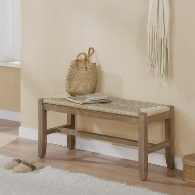 Wood Bench &amp; twisted natural seagrass