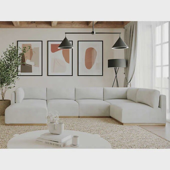 Henredon Murphy Fabric Modular Sectional with Ottoman