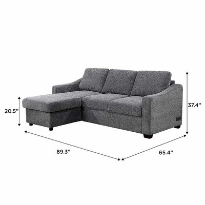 Coddle Aria Fabric Sleeper Sofa with Reversible Chaise color gray