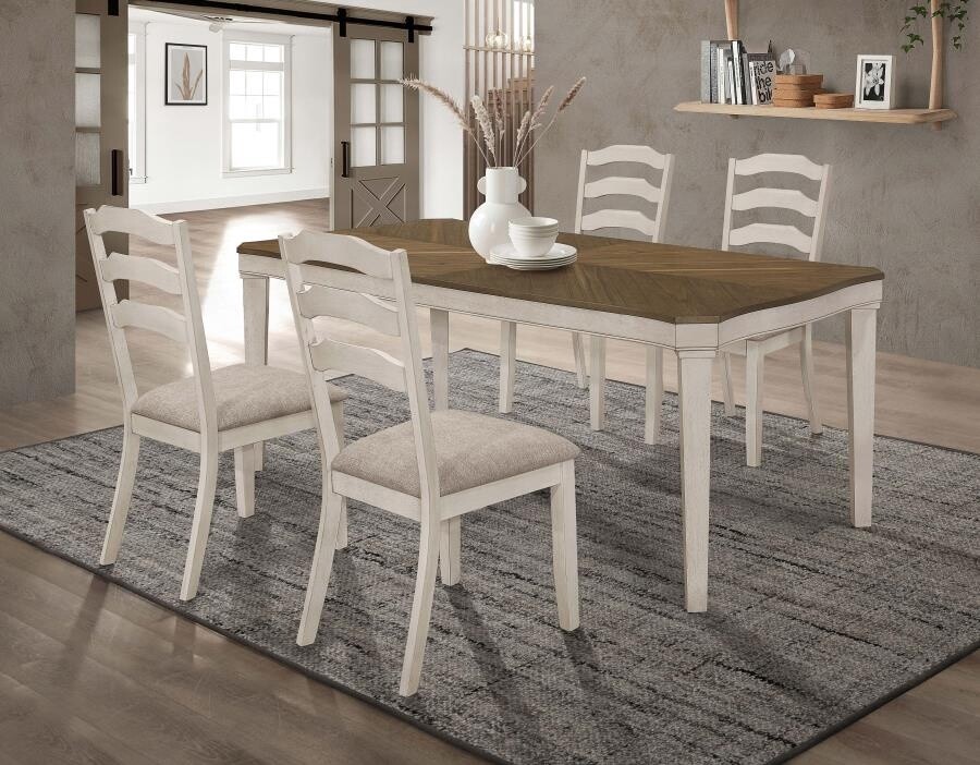 5-piece Starburst Dining Table Set Khaki and Rustic Cream