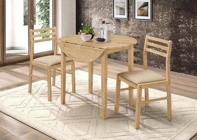 3-piece Dining Set with Drop Leaf Natural and Tan