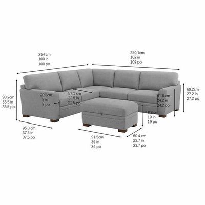 Langdon Fabric Sectional with Storage Ottoman