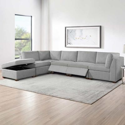 Thomasville Rockford 6-piece Fabric Modular Sectional with 2 Power Footrests