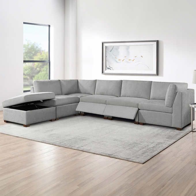 Thomasville Rockford 6piece Fabric Modular Sectional with 2 Power