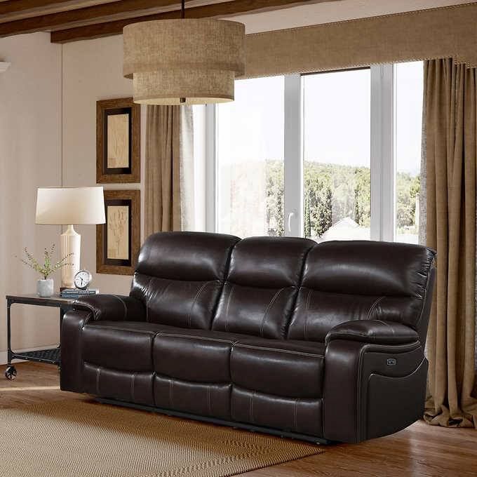 Leather Power Reclining Sofa with Power Headrests