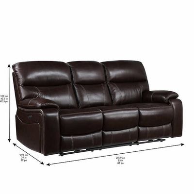 Leather Power Reclining Sofa with Power Headrests