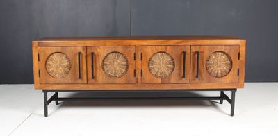 Mango wood tv cabinet with Wickers