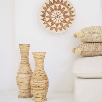 Tall Rattan Floor Vase 30