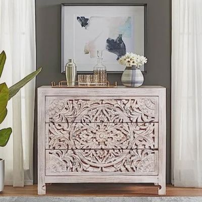 Sideboard 3 Drawer Wooden sculpture