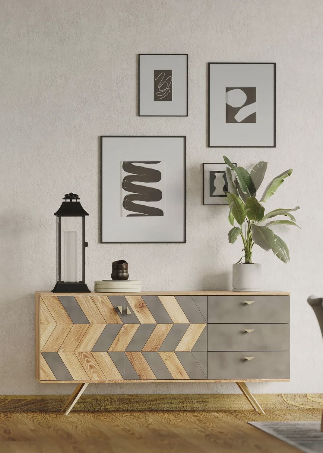 Indian reclaimed wood  2-Door with 3-Drawer Sideboard , modern design
