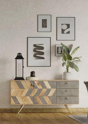 Indian reclaimed wood  2-Door with 3-Drawer Sideboard , modern design