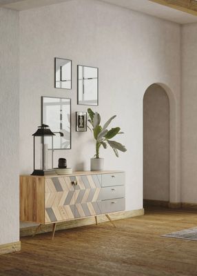 Indian reclaimed wood  2-Door with 3-Drawer Sideboard , modern design