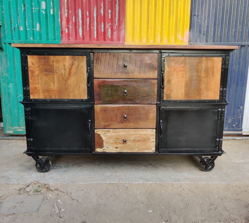 Iron and Wood Sideboard 62.2&quot; X20.4&quot; X37.4