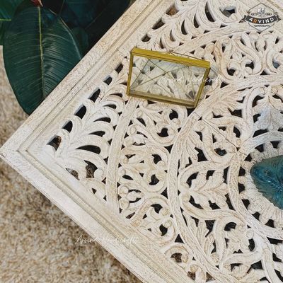 Wooden Of Life Carving Coffee Table