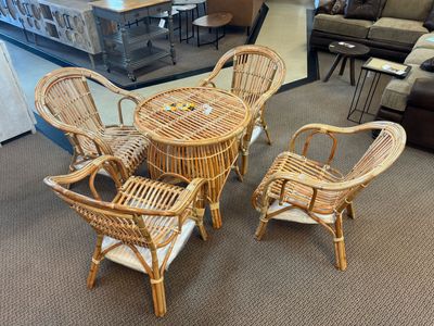 Bamboo and rattan kitchen dining table and chairs