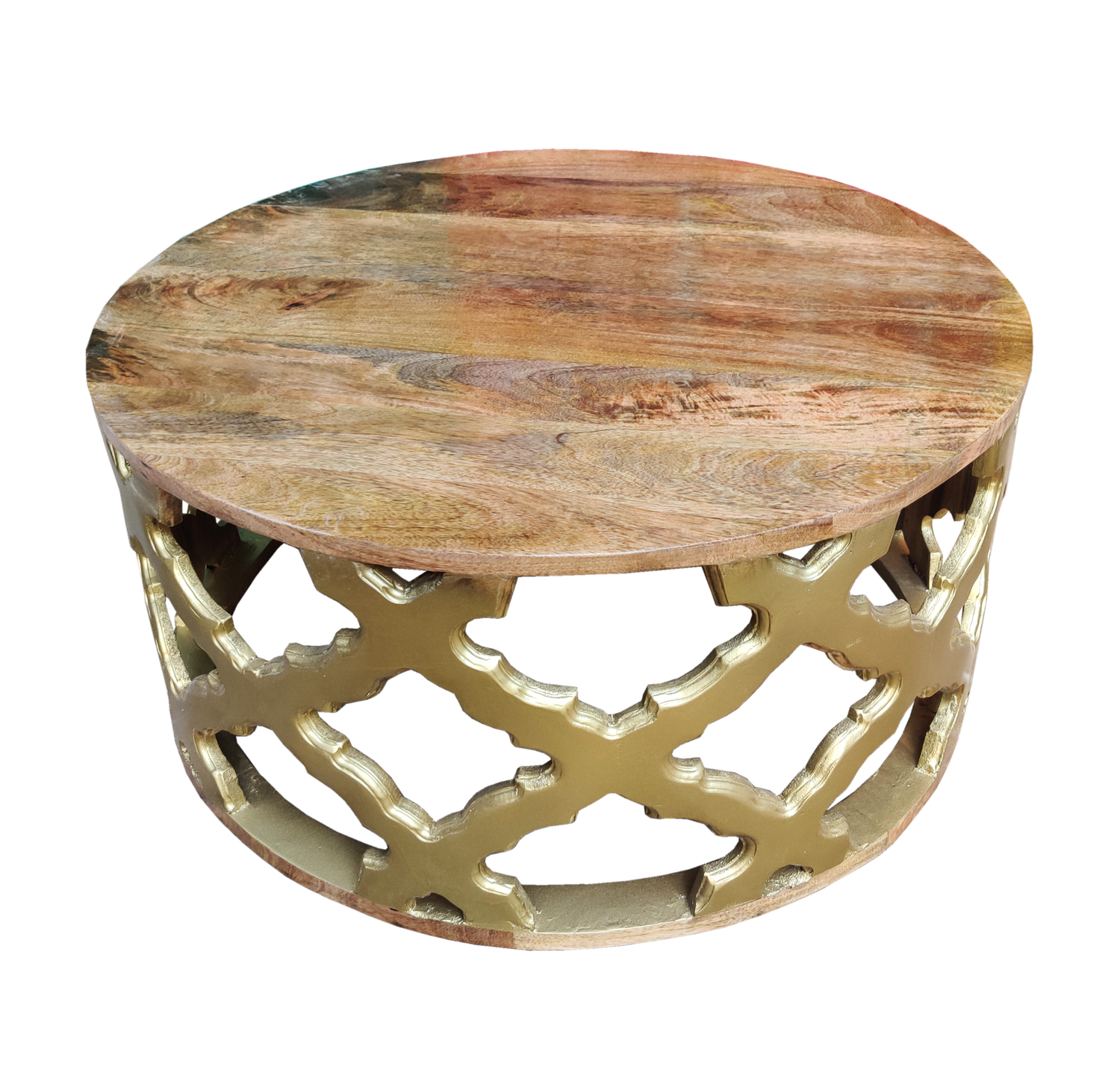 A round solid wood coffee table